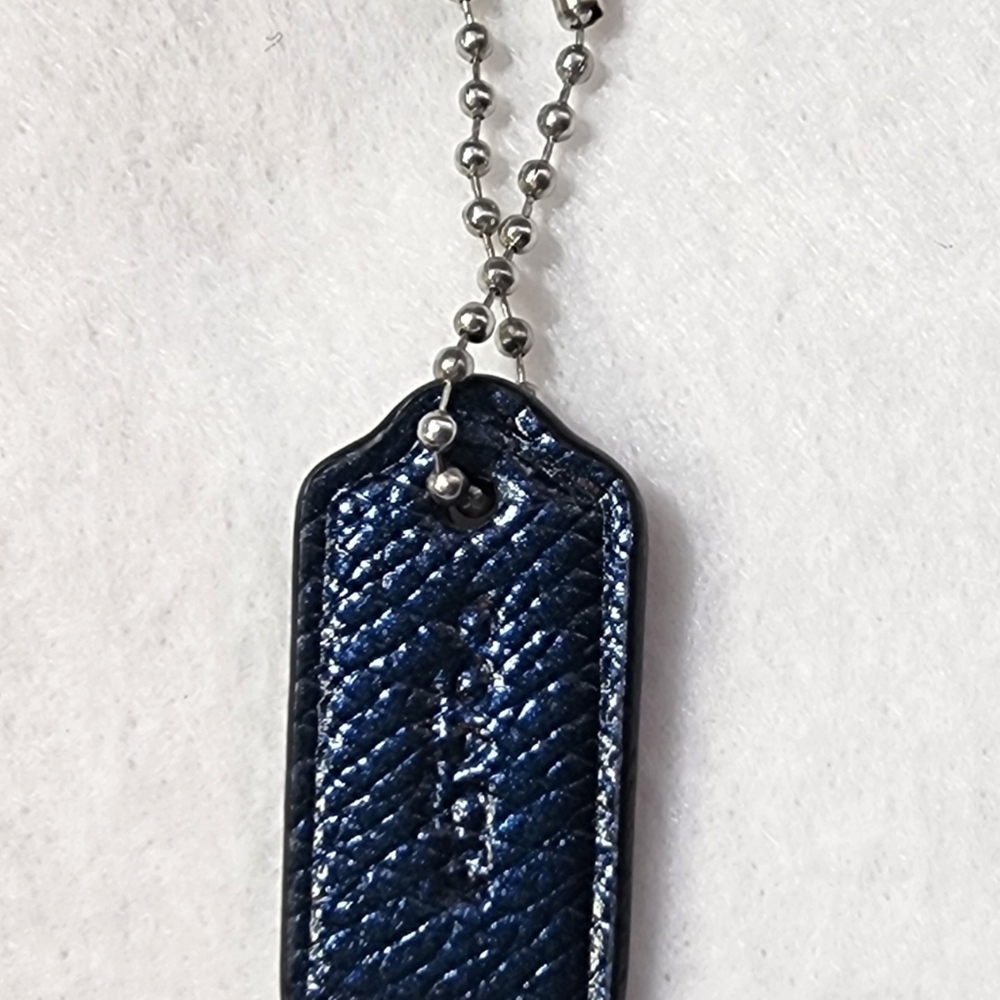 Men's Navy Leather Dog Tag Necklace - Unbranded